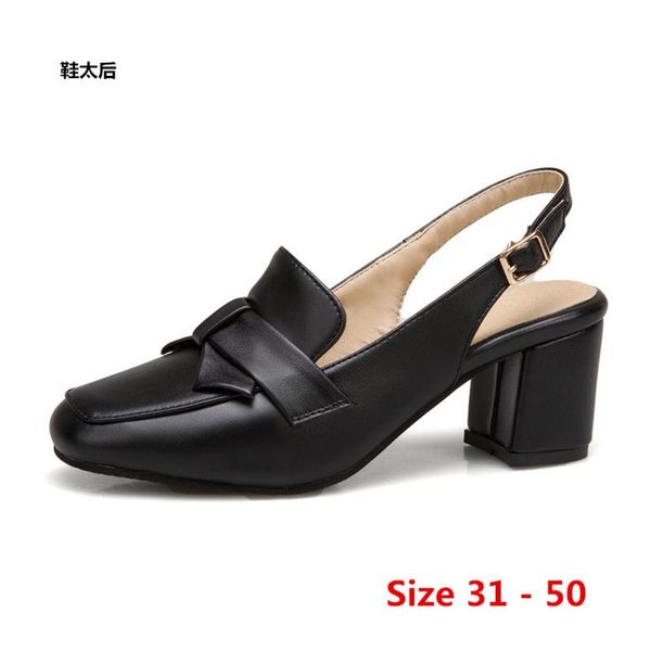 dress shoes girl high heels sweet women scarpin student slingbacks heel stiletto woman pumps small big size 31 - 50, Black